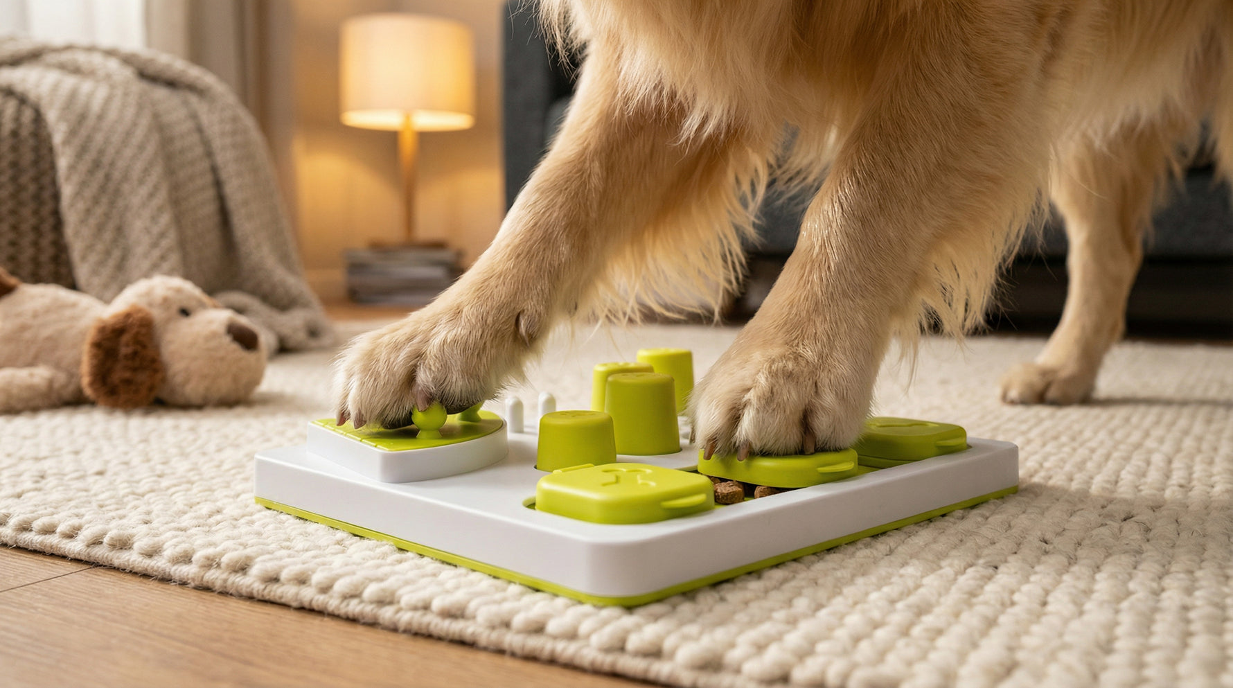 Enjoy the Meal interactive dog food puzzle toy for mental stimulation, problem-solving, and treat-dispensing, safe and durable for solo play

