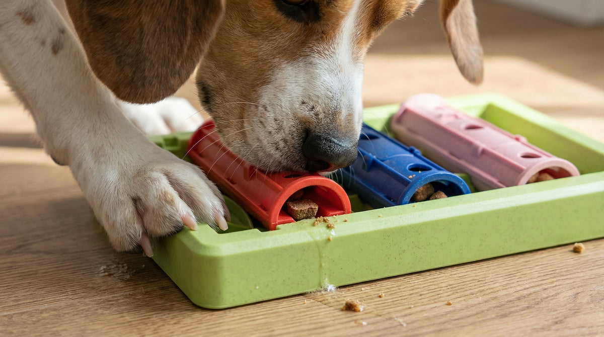 Eat Slow Live Longer interactive dog puzzle roller for mental stimulation, problem-solving and slow feeding, durable and dishwasher-safe
