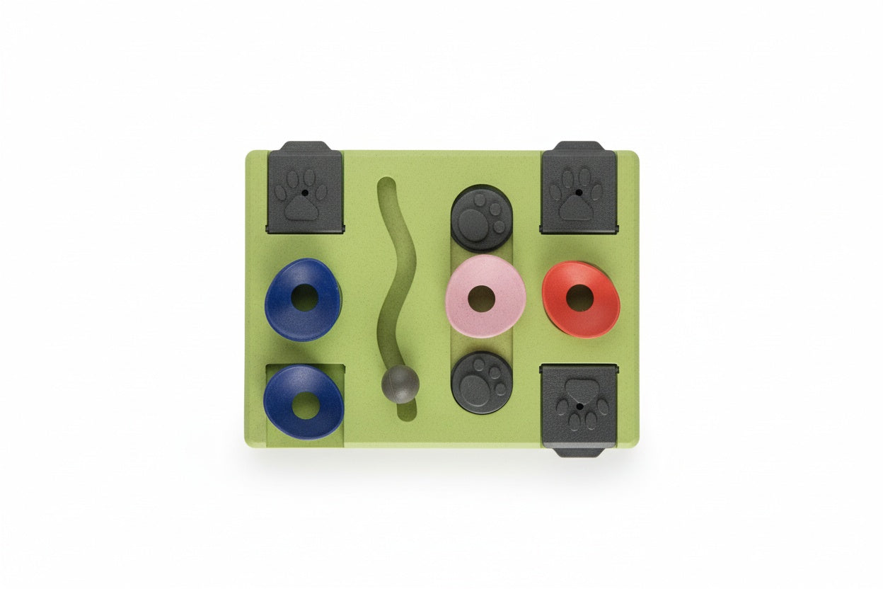 rectangle interactive dog puzzle toy for mental stimulation, slow feeding and foraging instincts, durable recycled materials with non-slip feet
