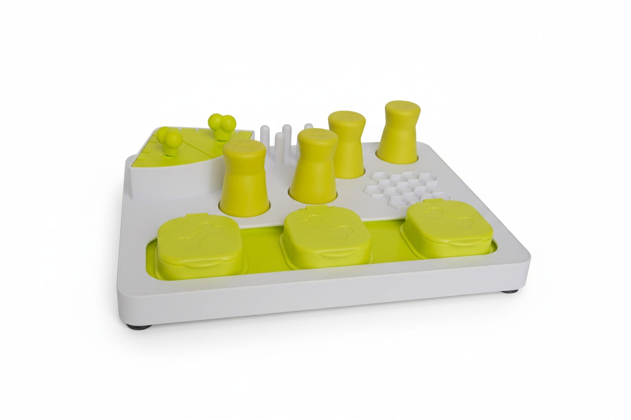 Enjoy the Meal interactive dog food puzzle toy for mental stimulation, problem-solving, and treat-dispensing, safe and durable for solo play


