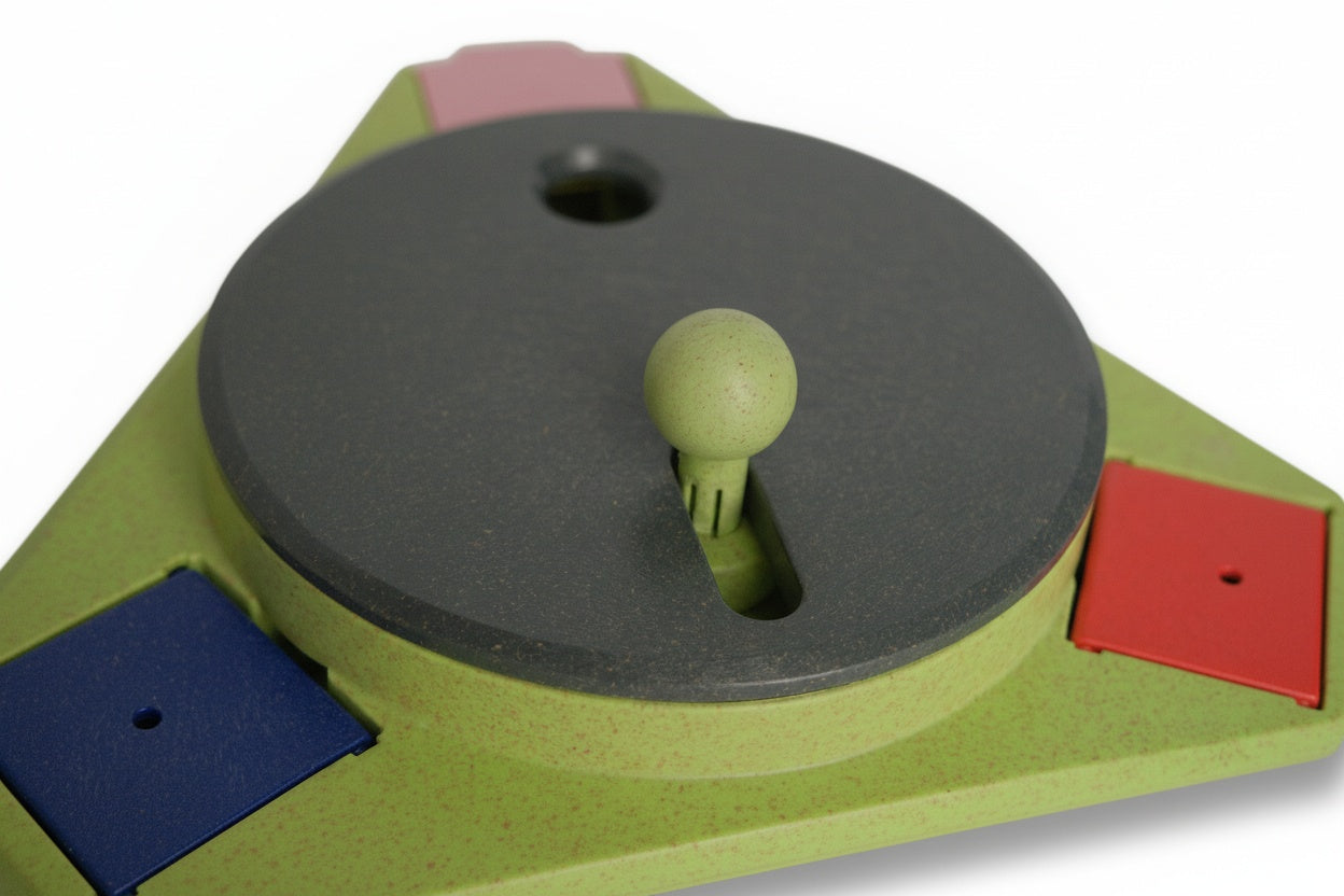 triangle interactive dog puzzle toy for mental stimulation, problem-solving and foraging instincts, durable recycled materials and non-slip feet
