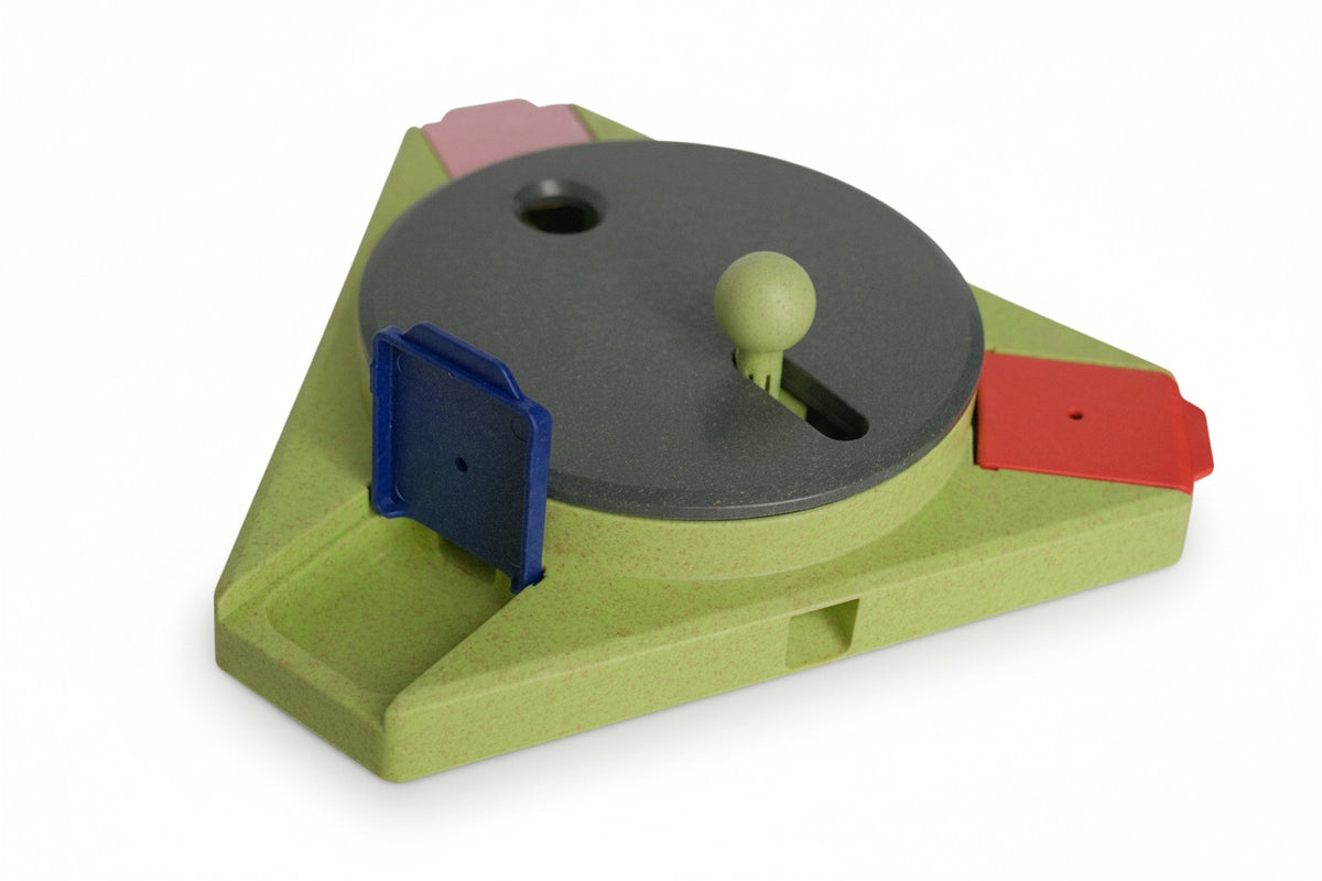 triangle interactive dog puzzle toy for mental stimulation, problem-solving and foraging instincts, durable recycled materials and non-slip feet
