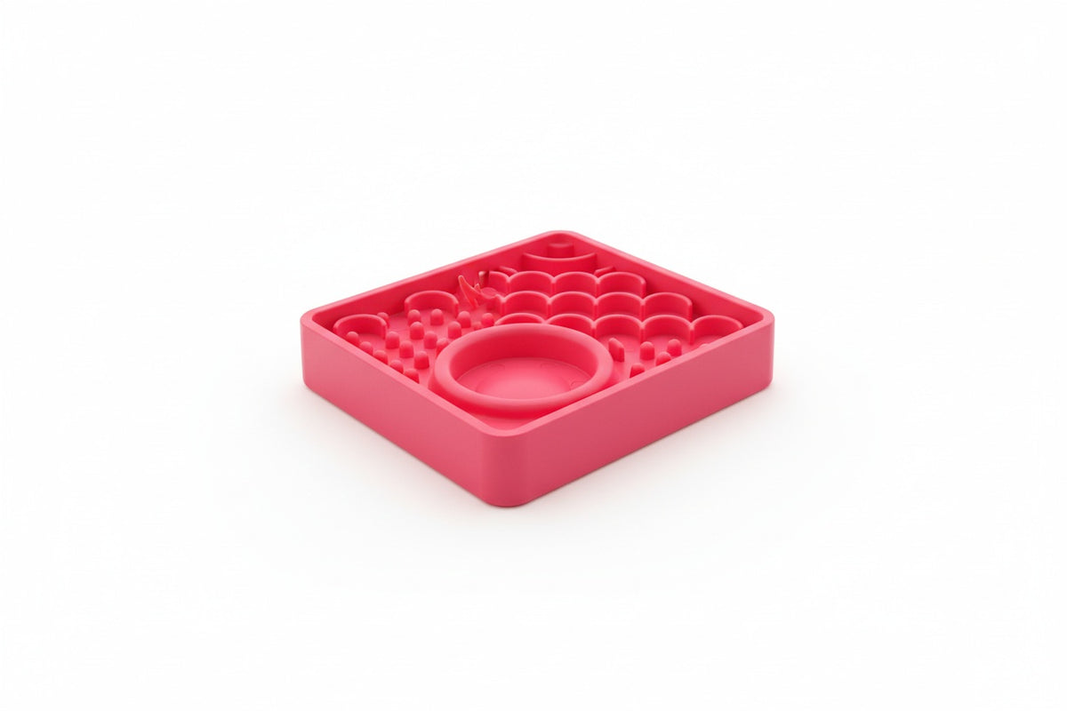 Cat enrichment mat encouraging slow and mindful eating