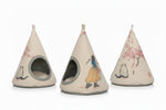 Teepee style cat tent in cherry blossom design