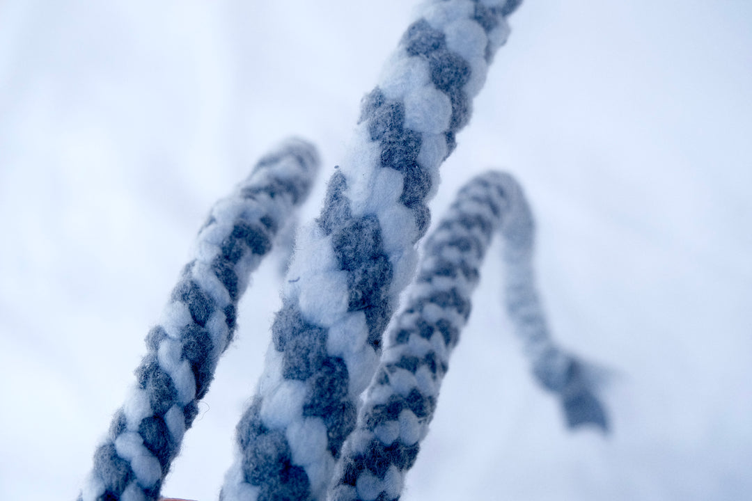 Handmade tug toy rope for dogs made from OEKO-TEX certified fleece