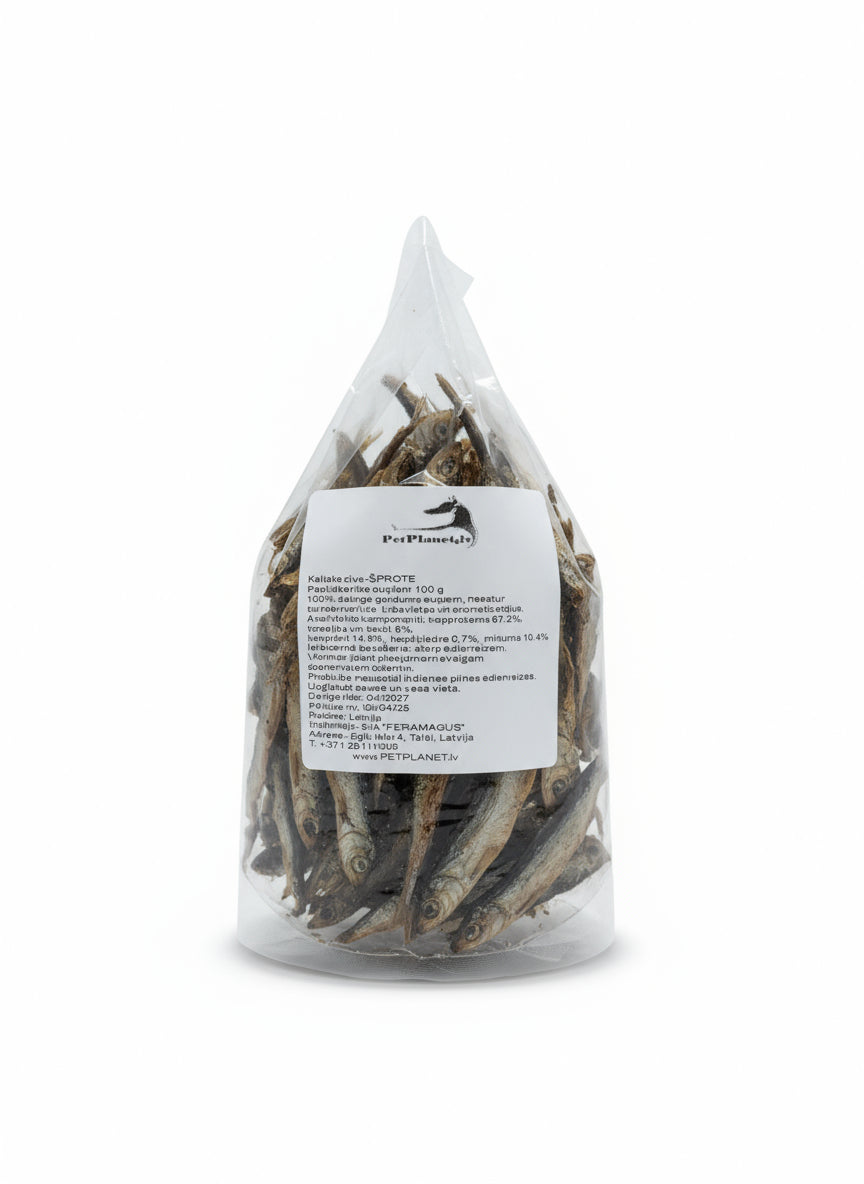 Natural dried herring treats for dogs and cats